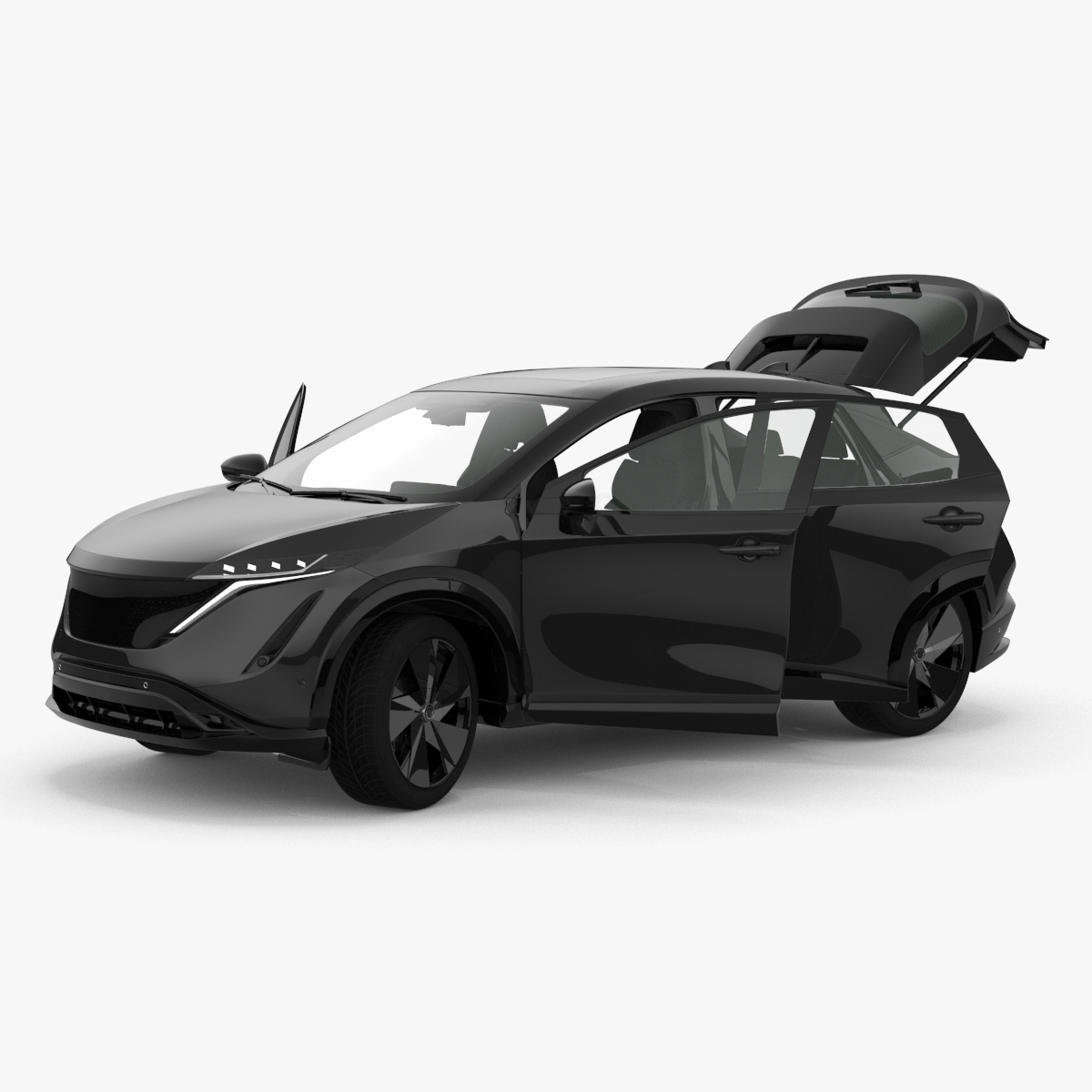 Concept Black Electric SUV Lights On Rigged for Cinema 4D 3D