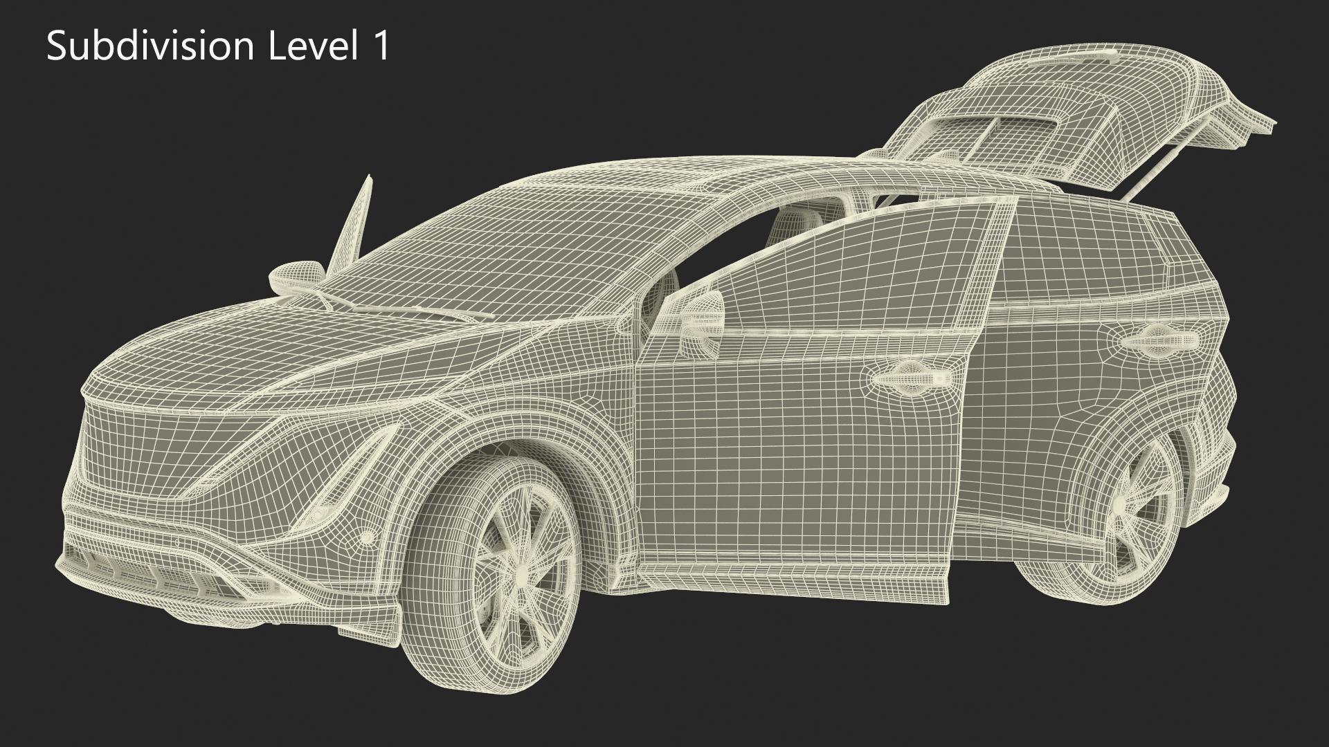 Concept Black Electric SUV Lights On Rigged for Cinema 4D 3D