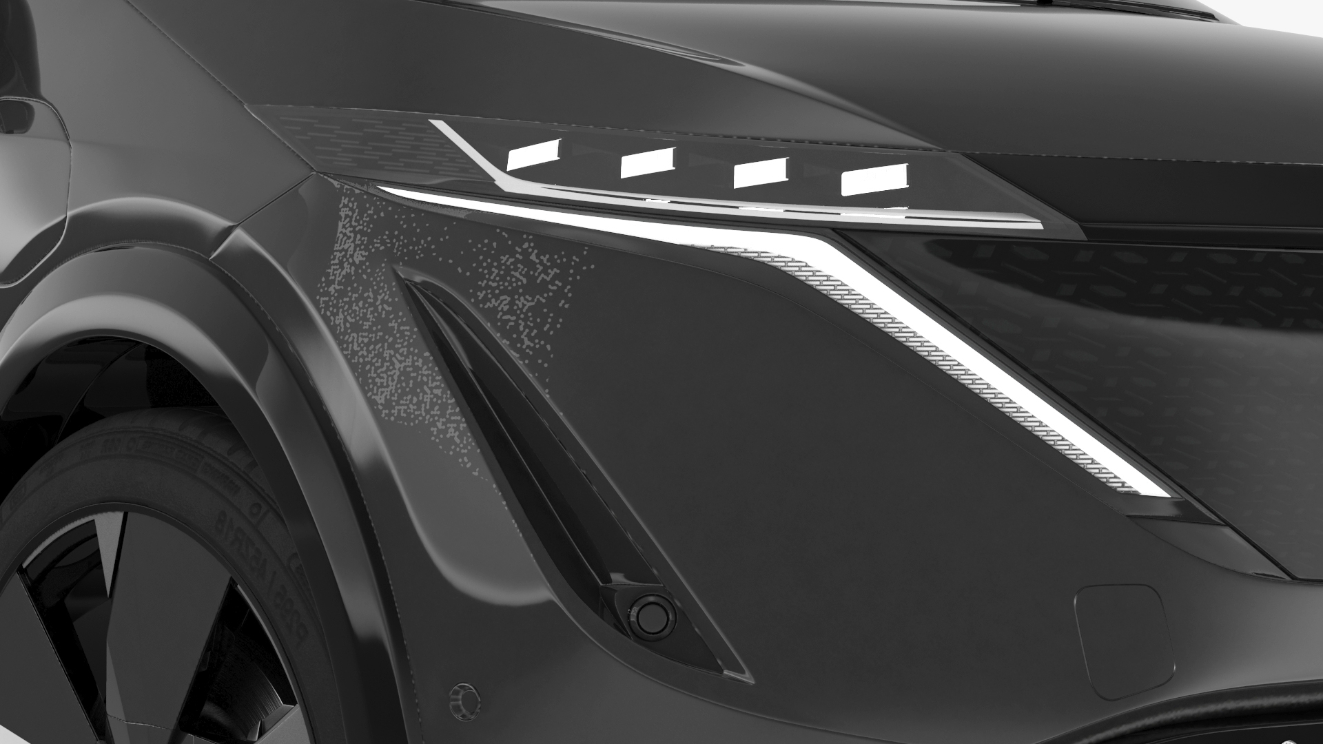 Concept Black Electric SUV Lights On Rigged for Cinema 4D 3D