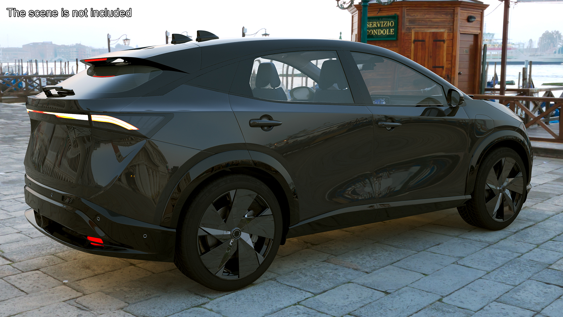 Concept Black Electric SUV Lights On Rigged for Cinema 4D 3D