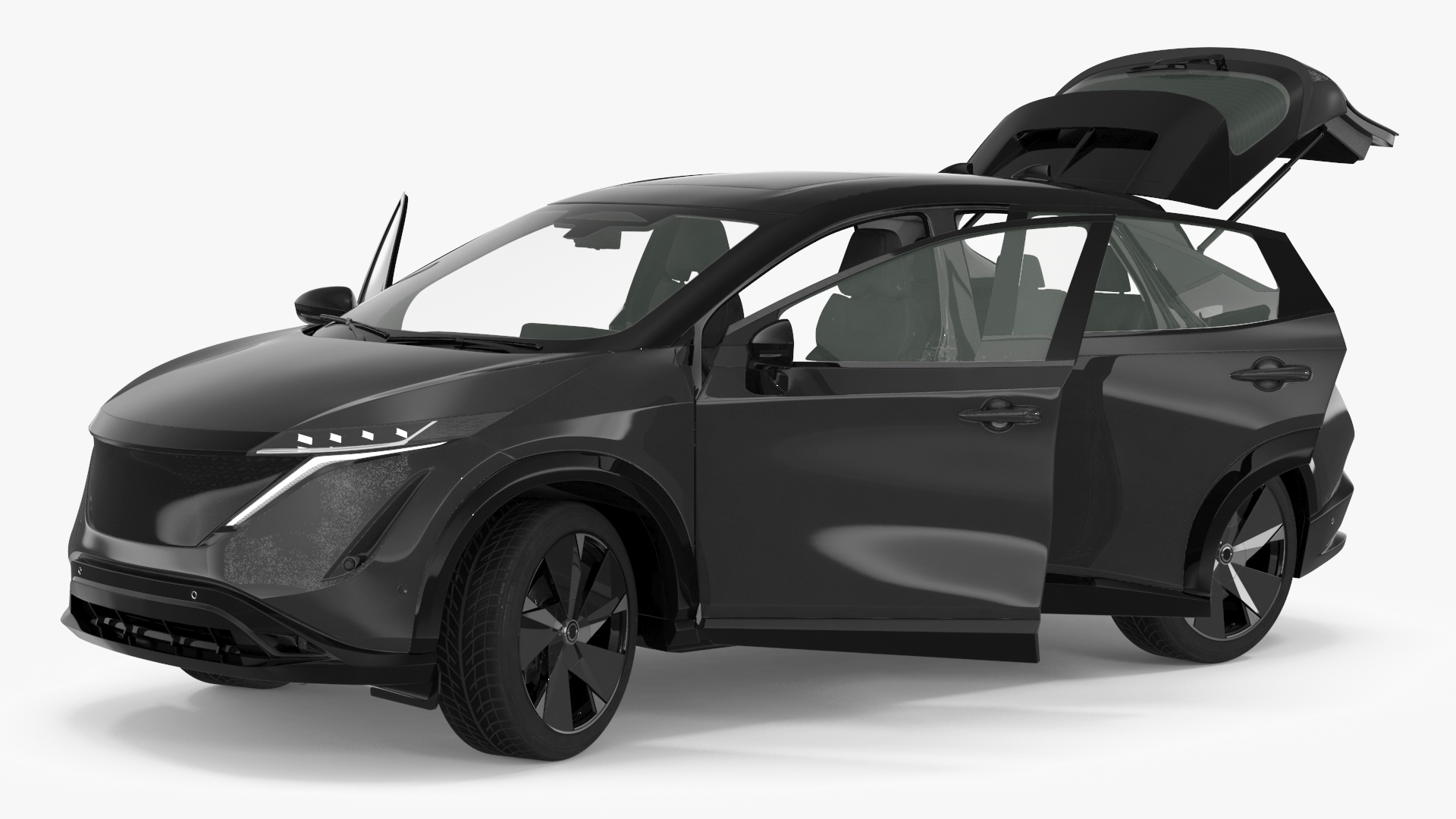Concept Black Electric SUV Lights On Rigged for Cinema 4D 3D