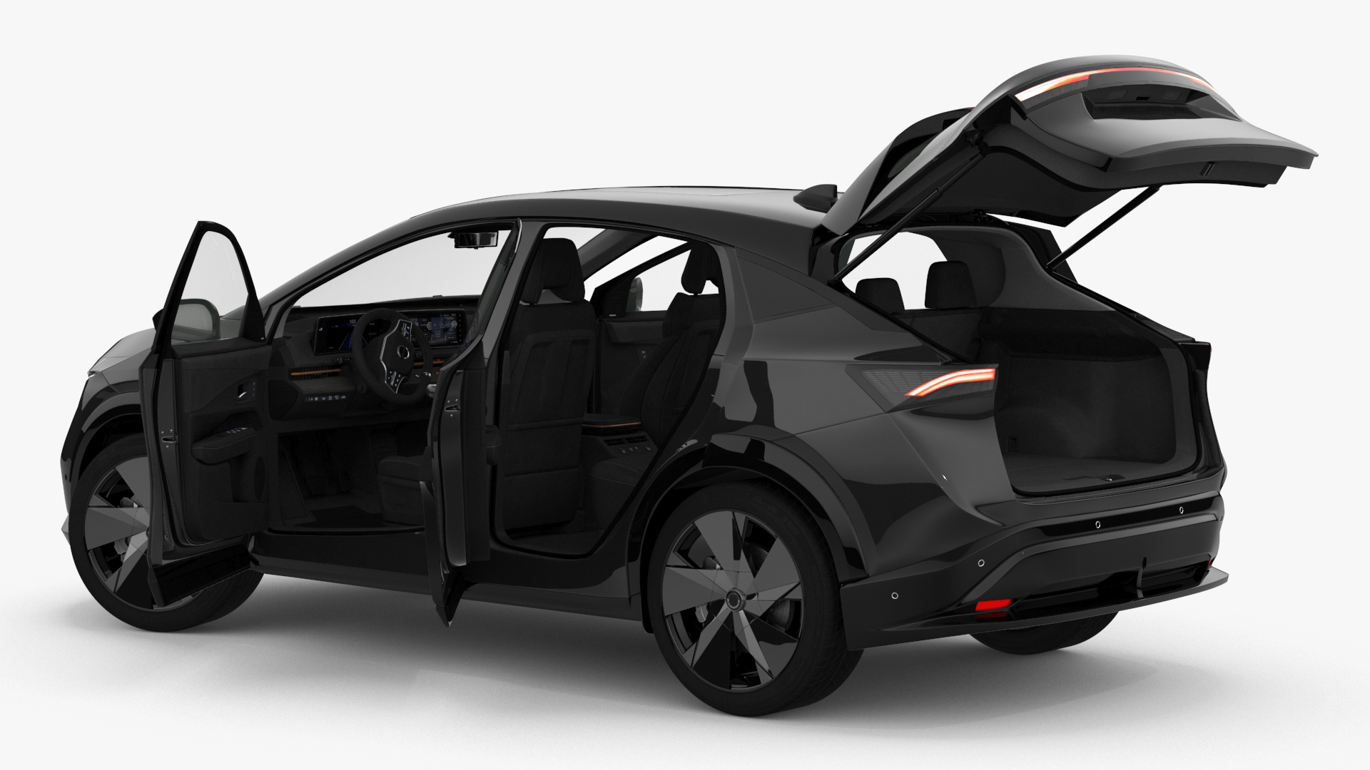 Concept Black Electric SUV Lights On Rigged for Cinema 4D 3D