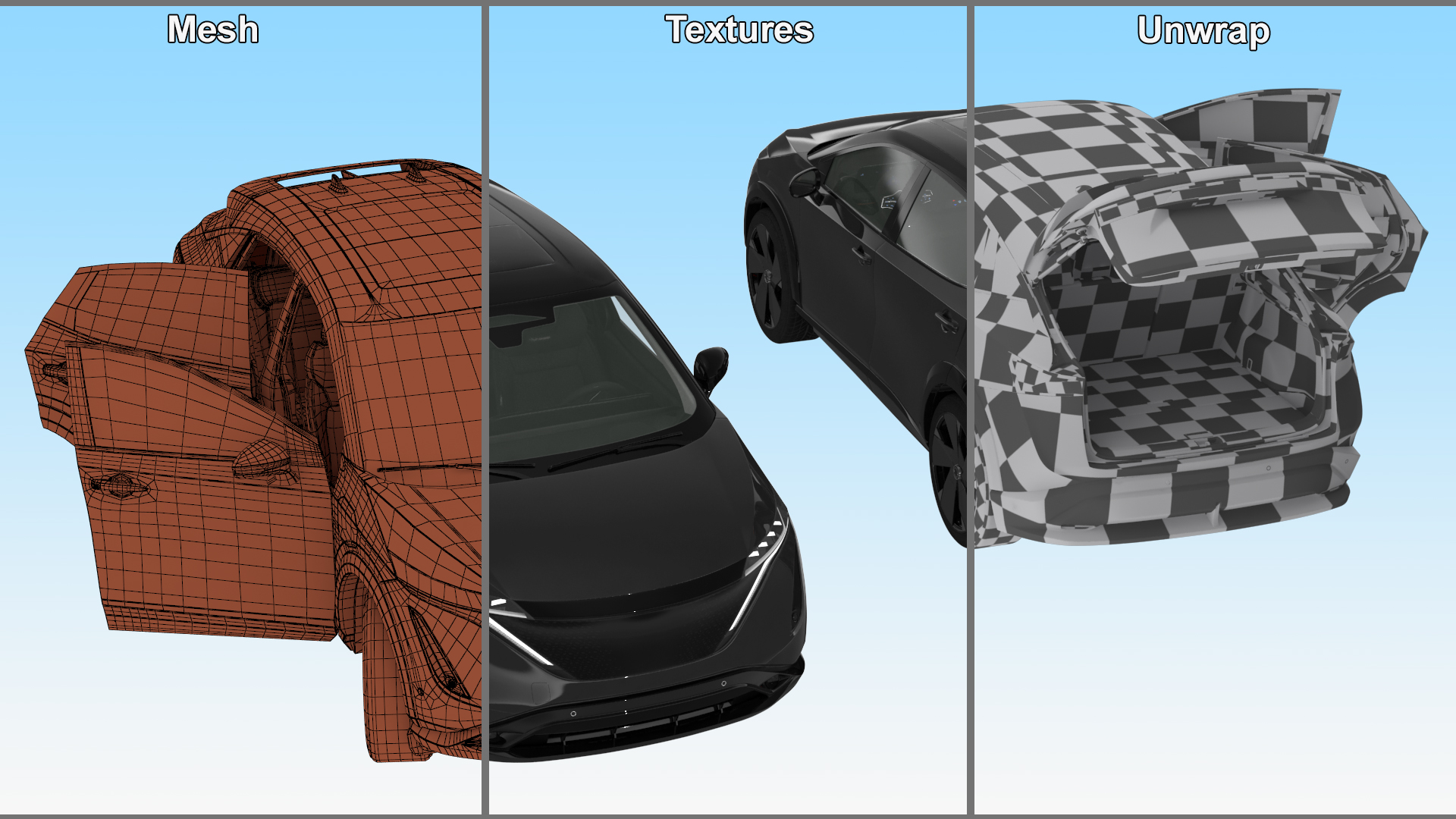 Concept Black Electric SUV Lights On Rigged for Cinema 4D 3D