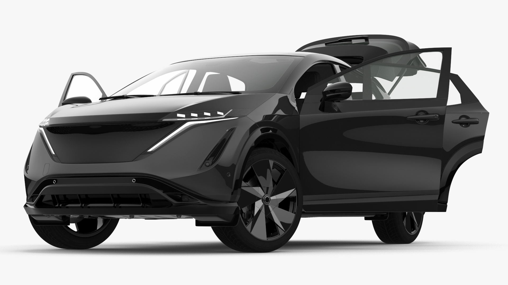 Concept Black Electric SUV Lights On Rigged for Cinema 4D 3D
