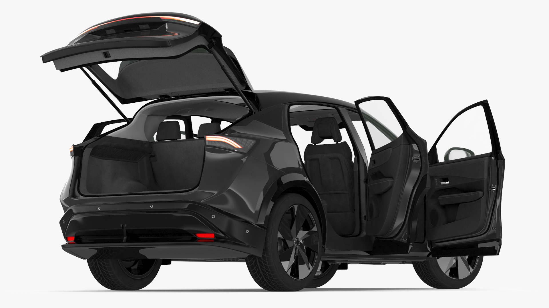 Concept Black Electric SUV Lights On Rigged for Cinema 4D 3D
