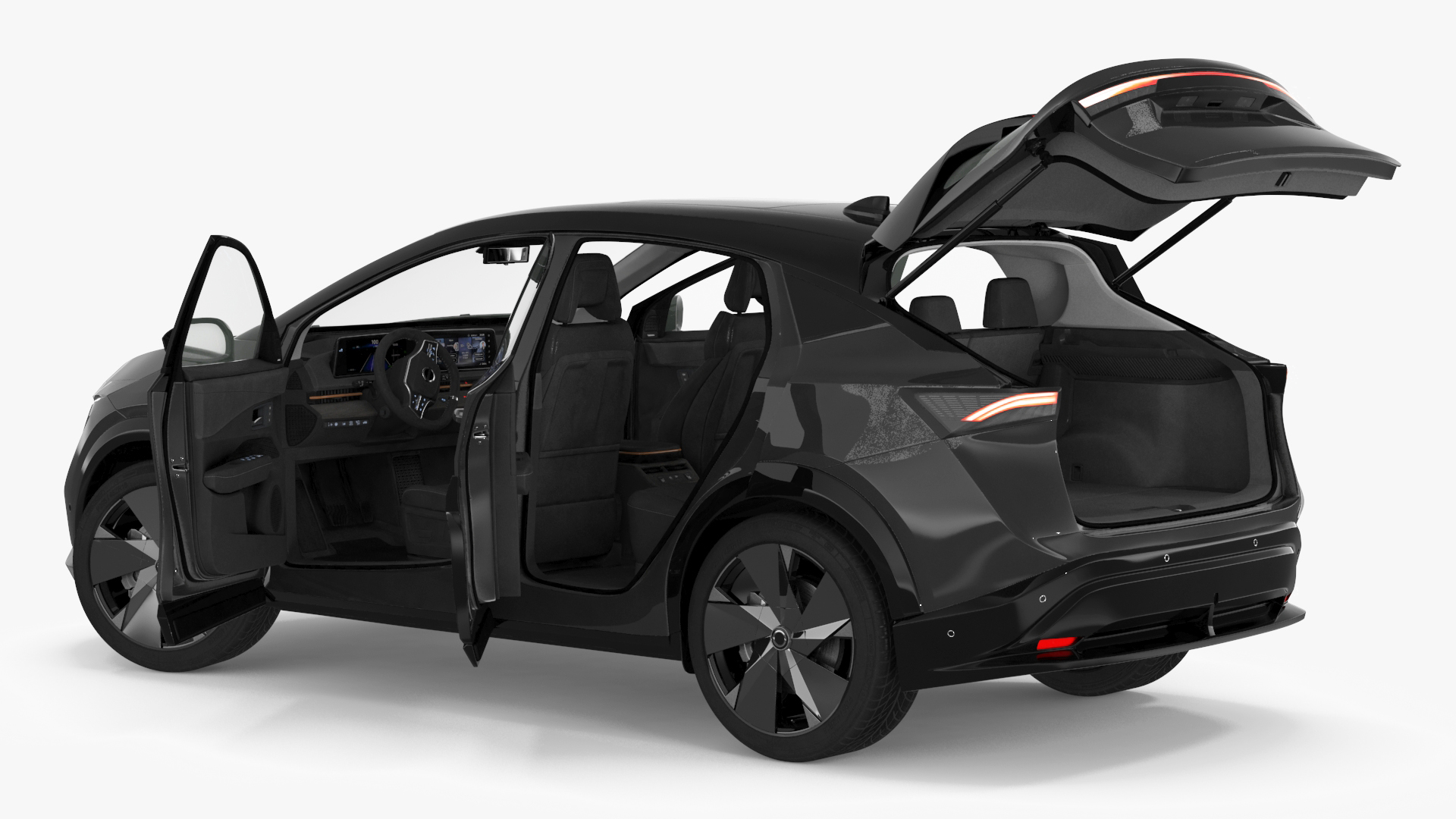 Concept Black Electric SUV Lights On Rigged for Cinema 4D 3D