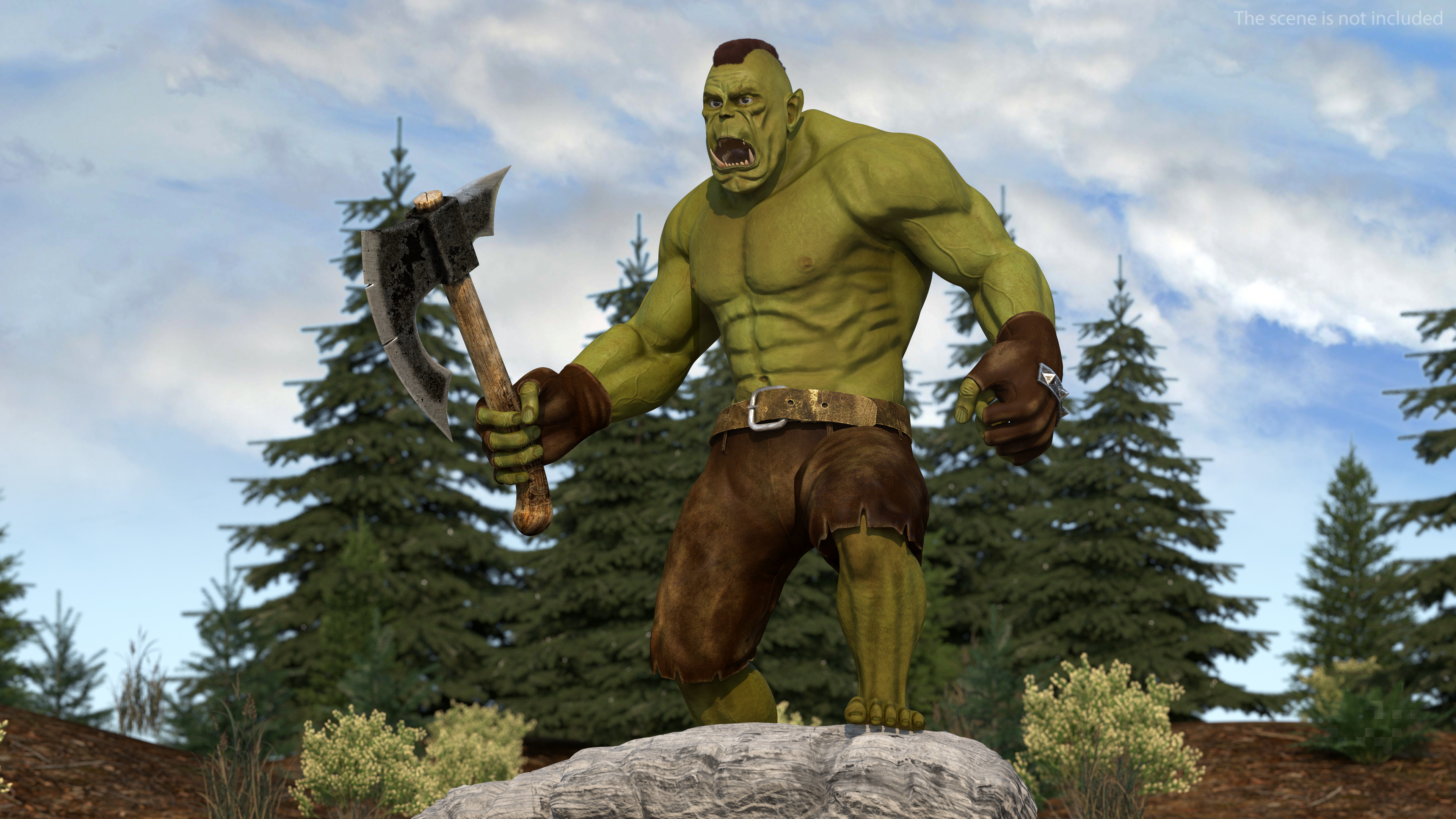 Orc Warrior Fur Rigged 3D
