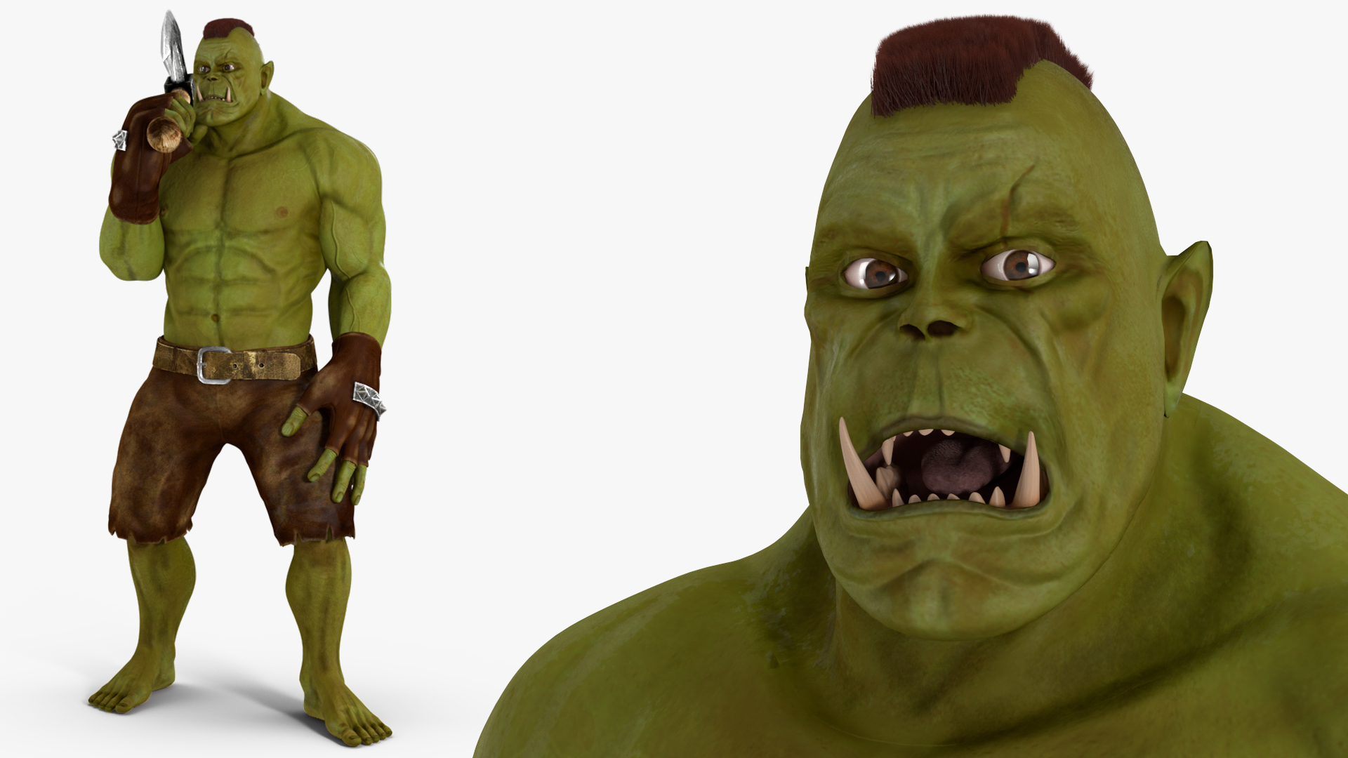 Orc Warrior Fur Rigged 3D