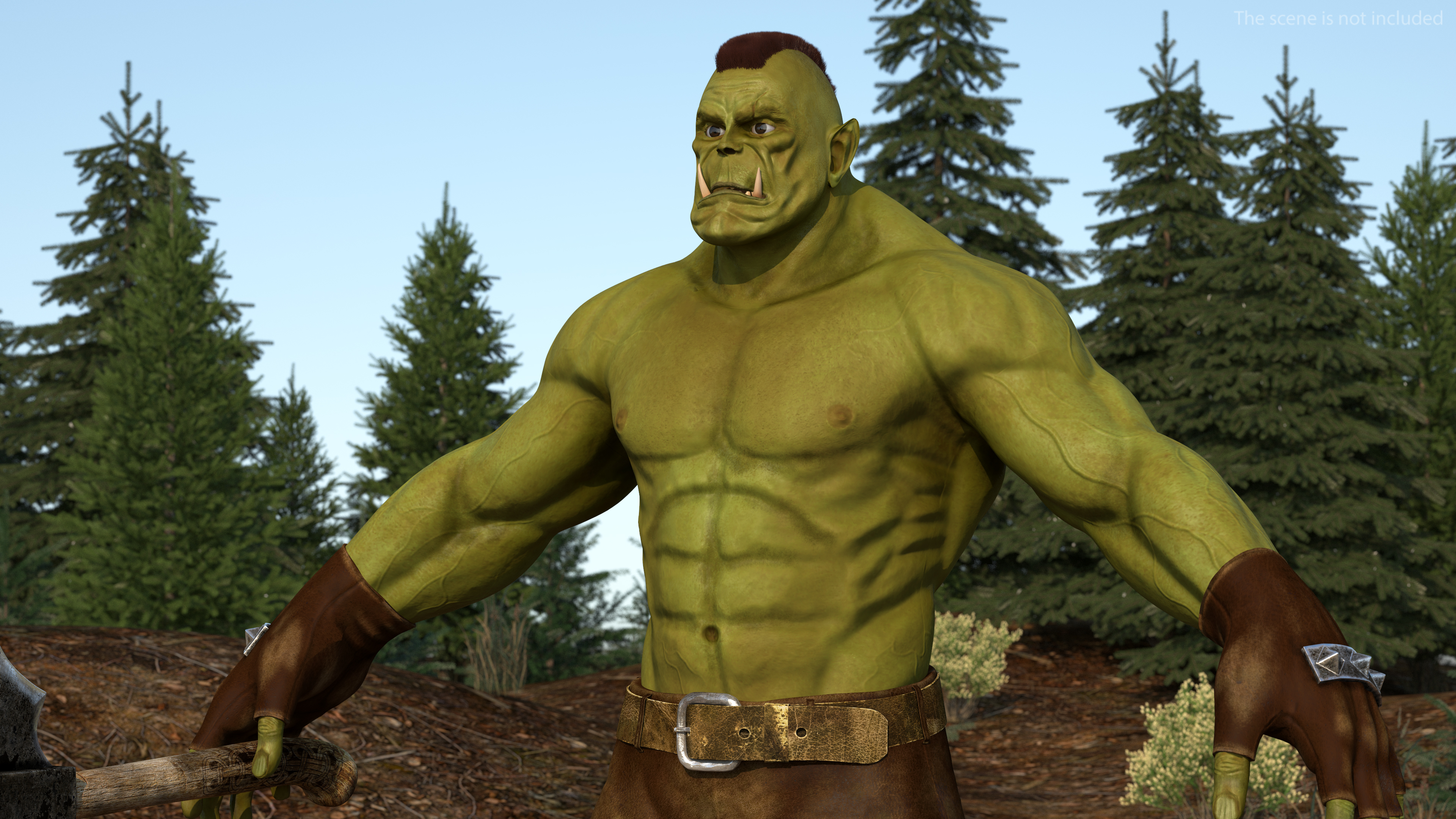 Orc Warrior Fur Rigged 3D