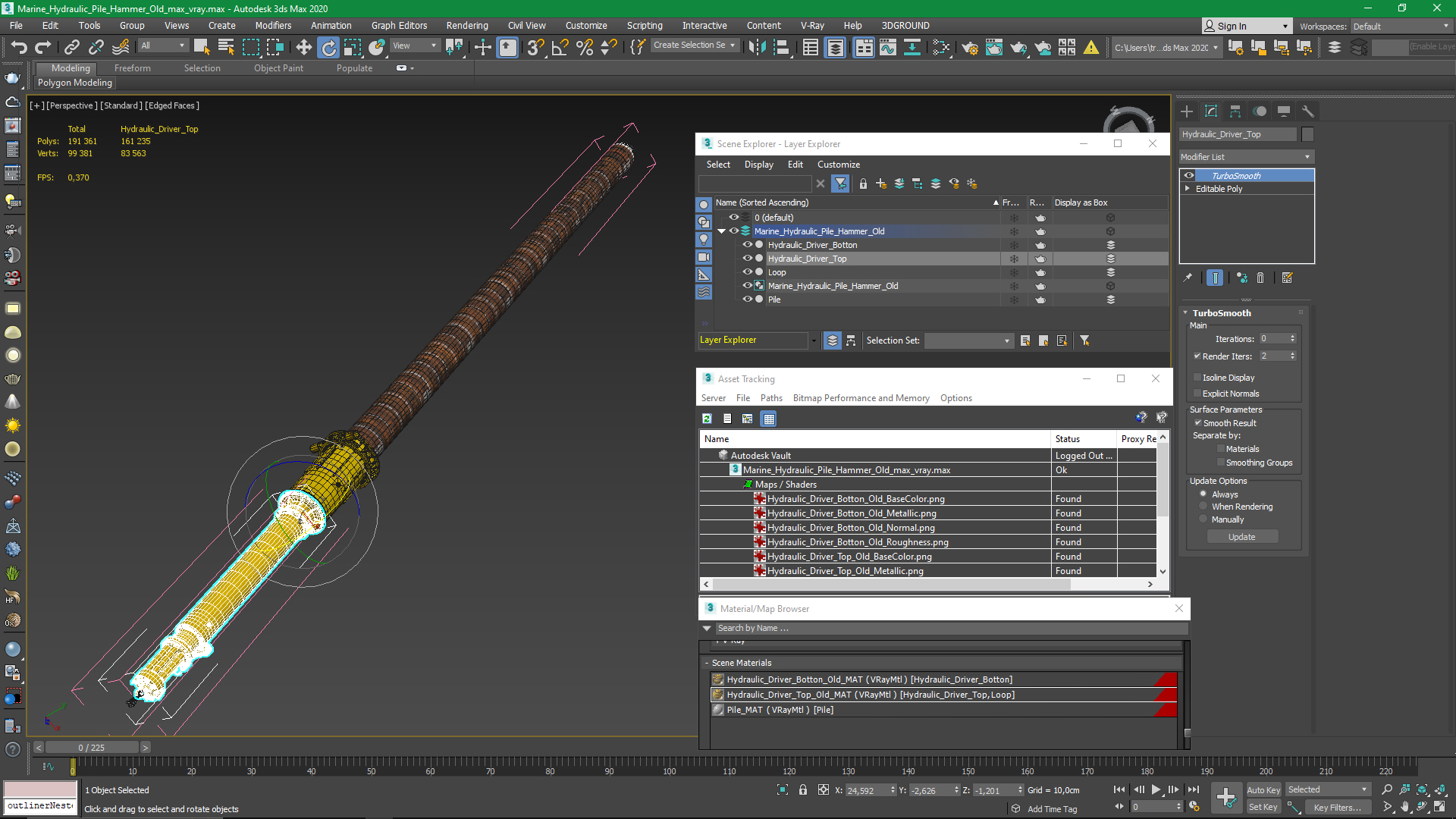 Marine Hydraulic Pile Hammer Old 3D