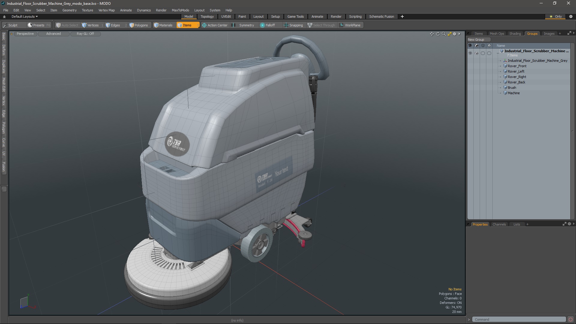 3D Industrial Floor Scrubber Machine Grey model