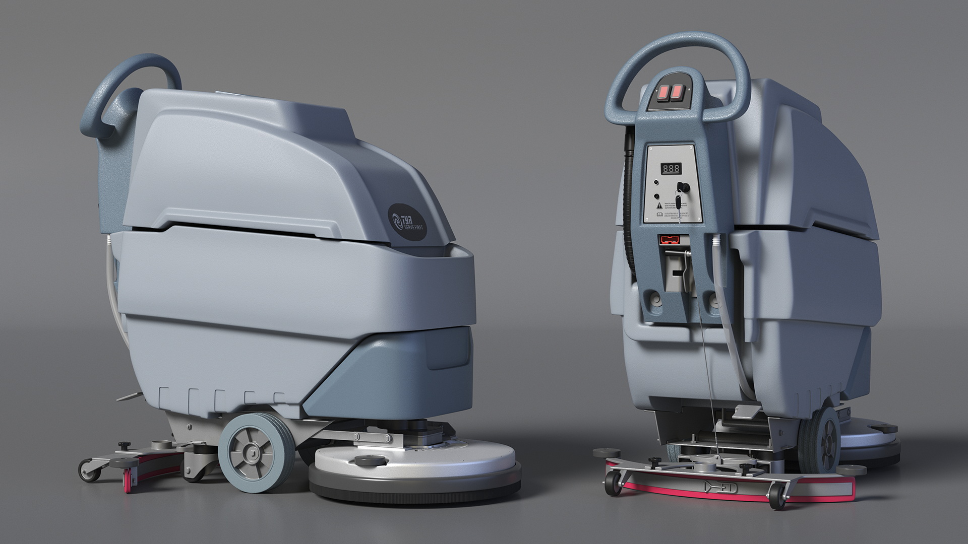 3D Industrial Floor Scrubber Machine Grey model