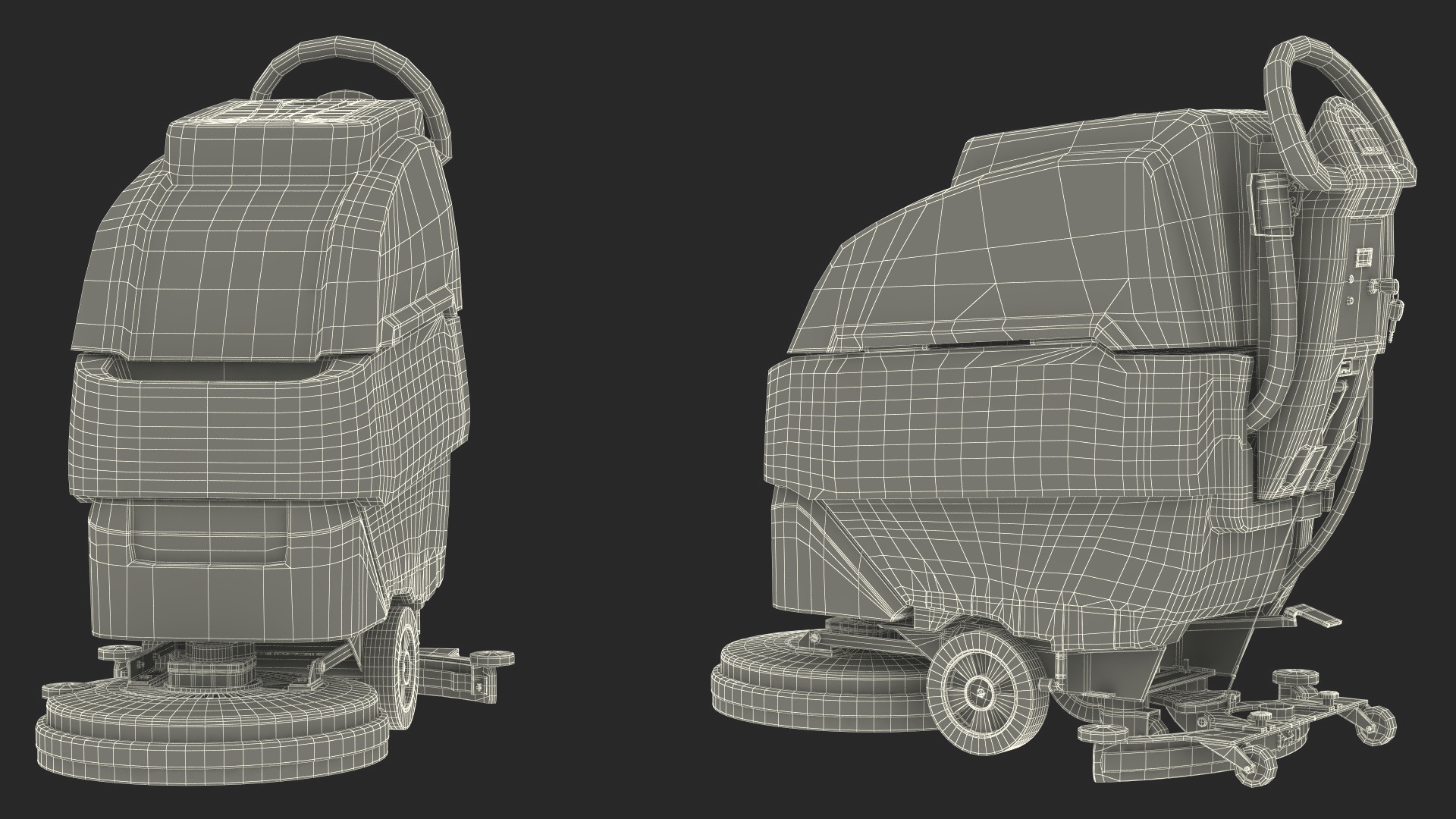 3D Industrial Floor Scrubber Machine Grey model