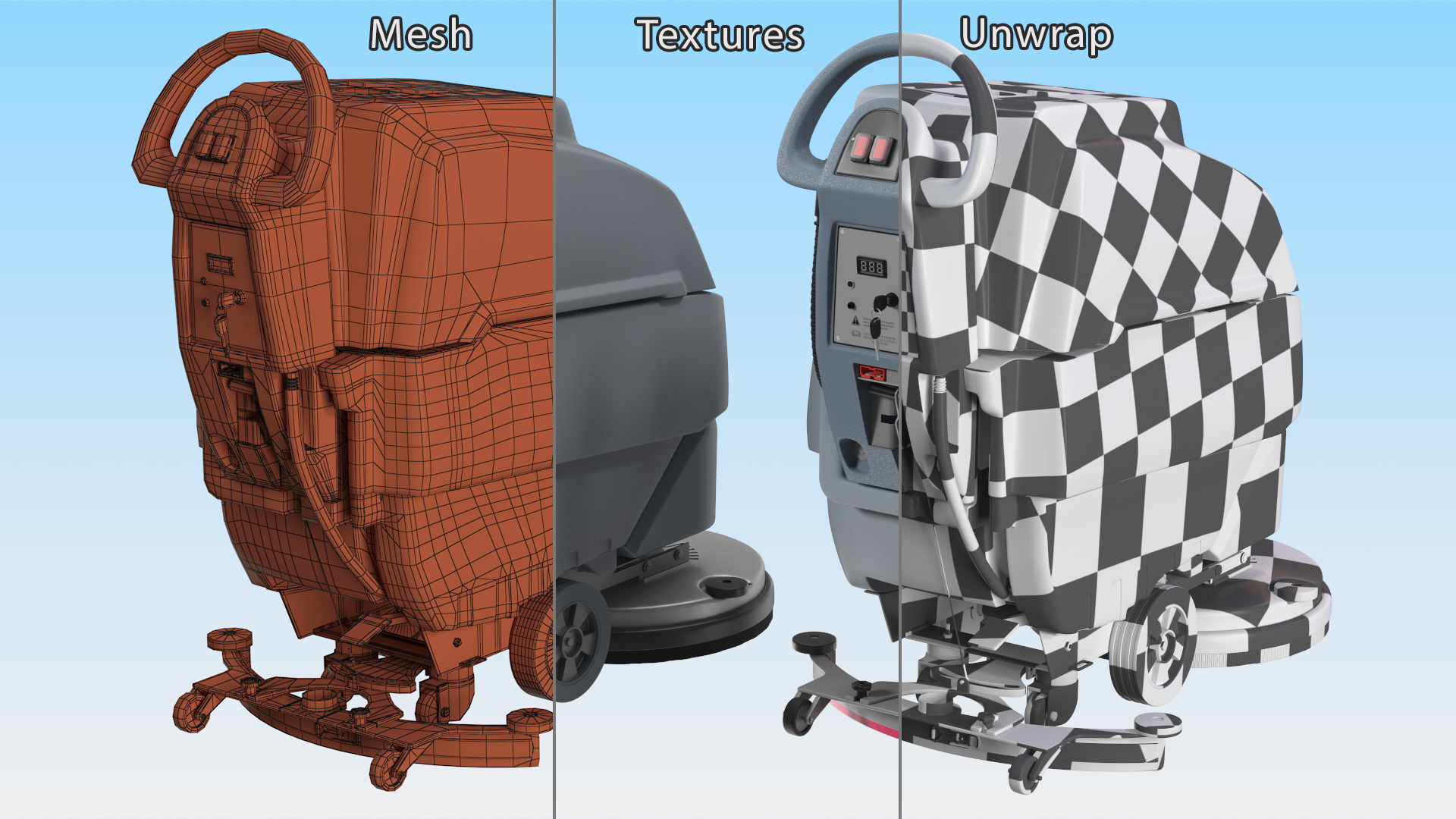 3D Industrial Floor Scrubber Machine Grey model