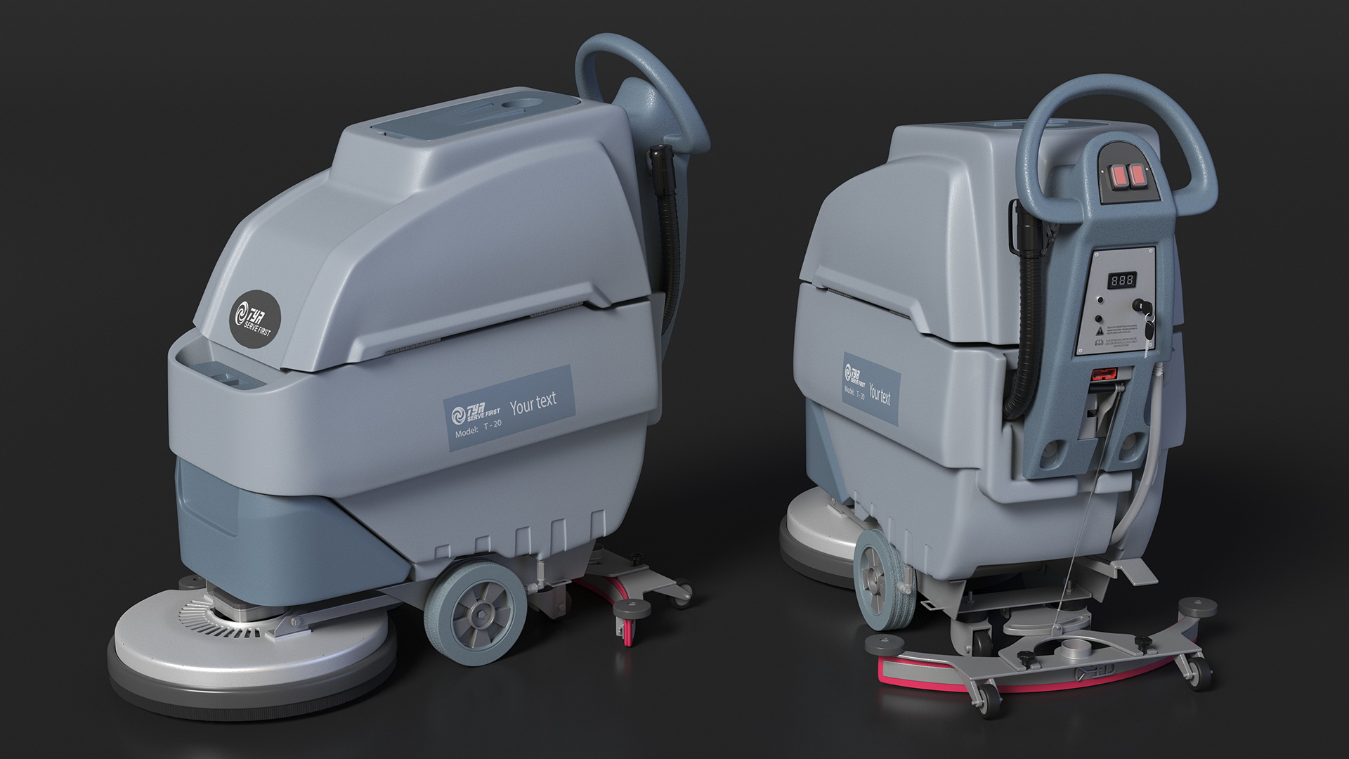 3D Industrial Floor Scrubber Machine Grey model