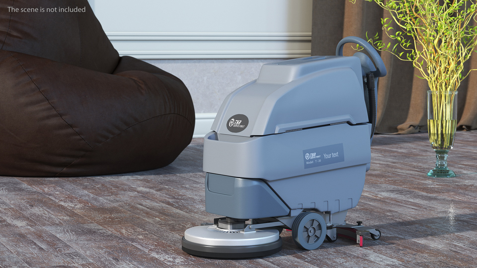 3D Industrial Floor Scrubber Machine Grey model