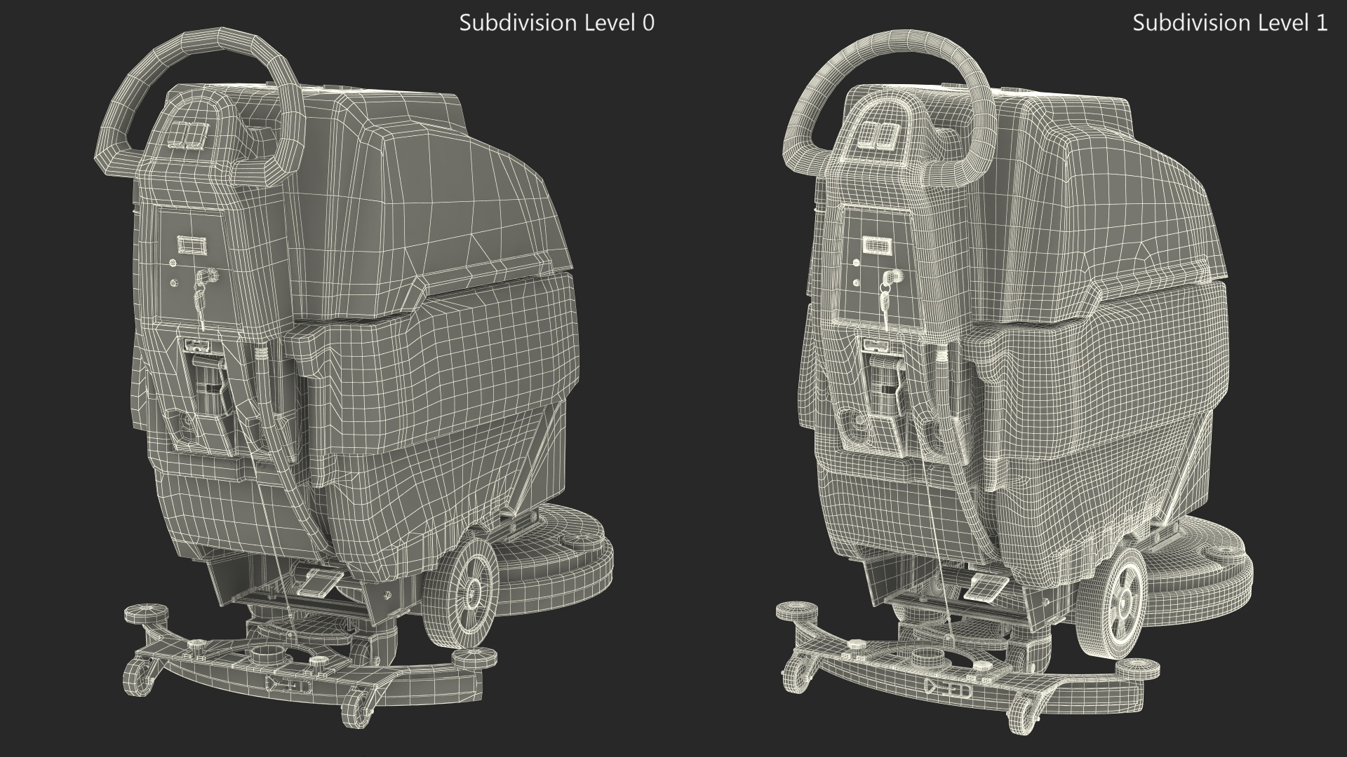 3D Industrial Floor Scrubber Machine Grey model
