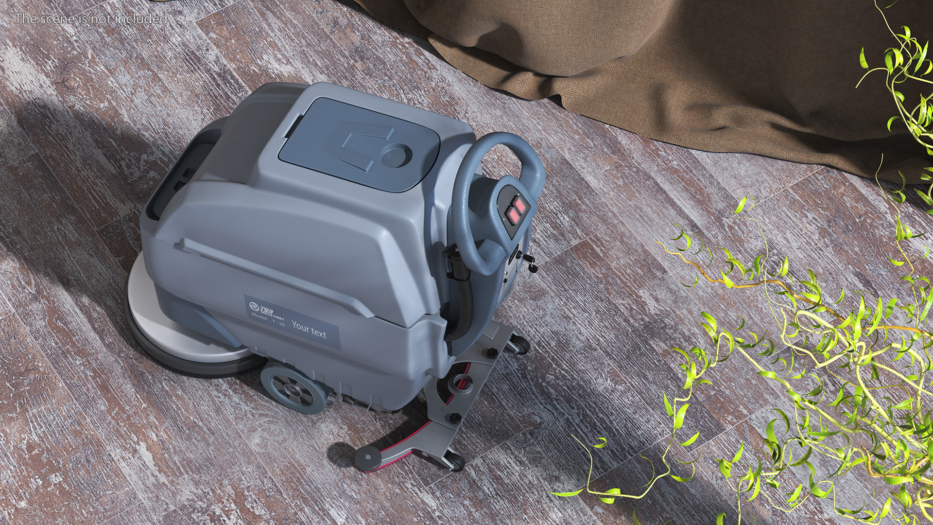 3D Industrial Floor Scrubber Machine Grey model