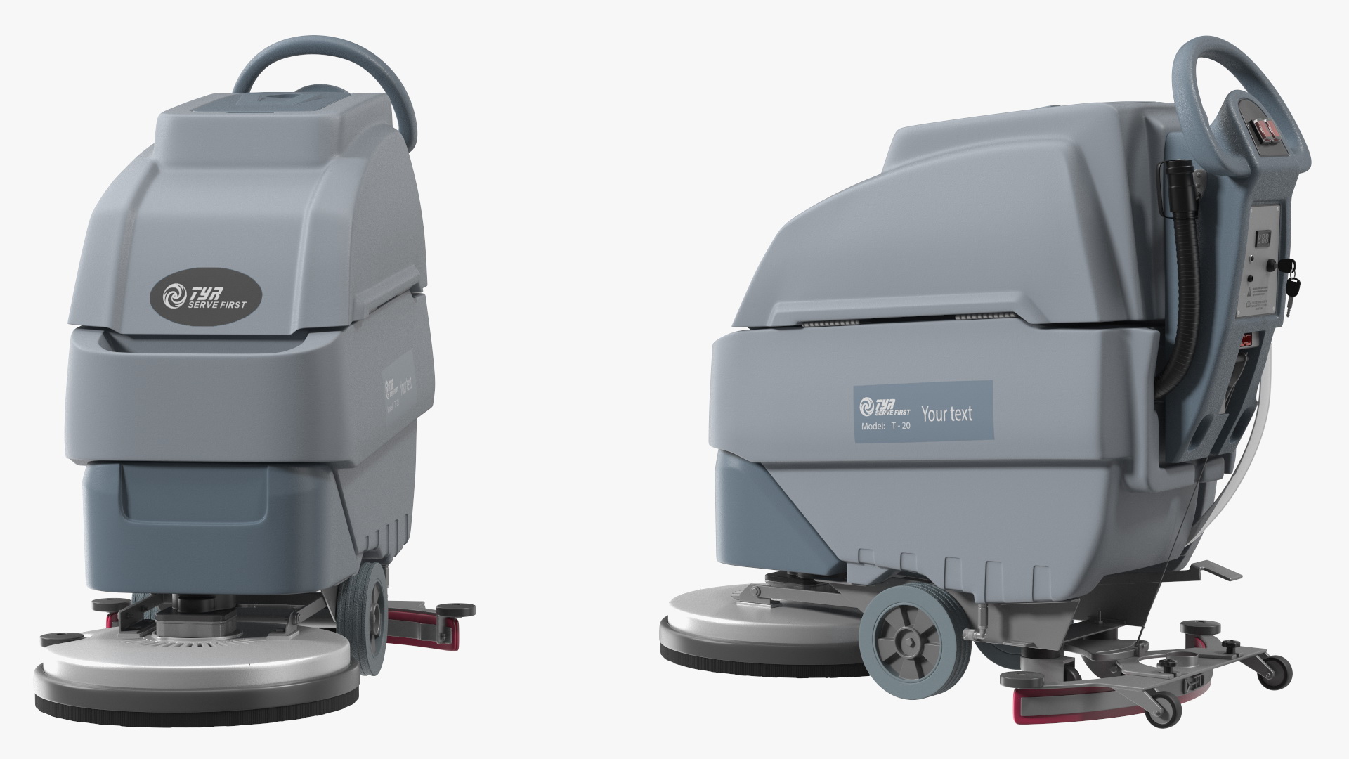 3D Industrial Floor Scrubber Machine Grey model