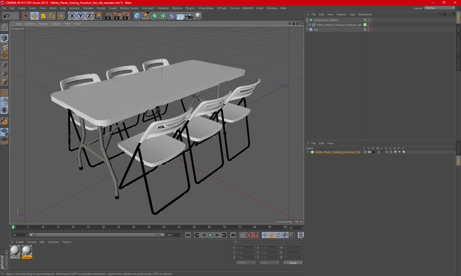 3D model White Plastic Folding Furniture Set