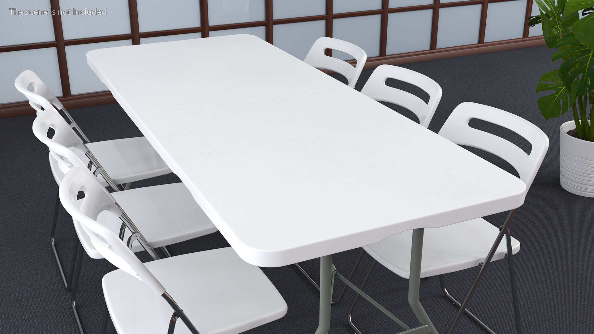 3D model White Plastic Folding Furniture Set