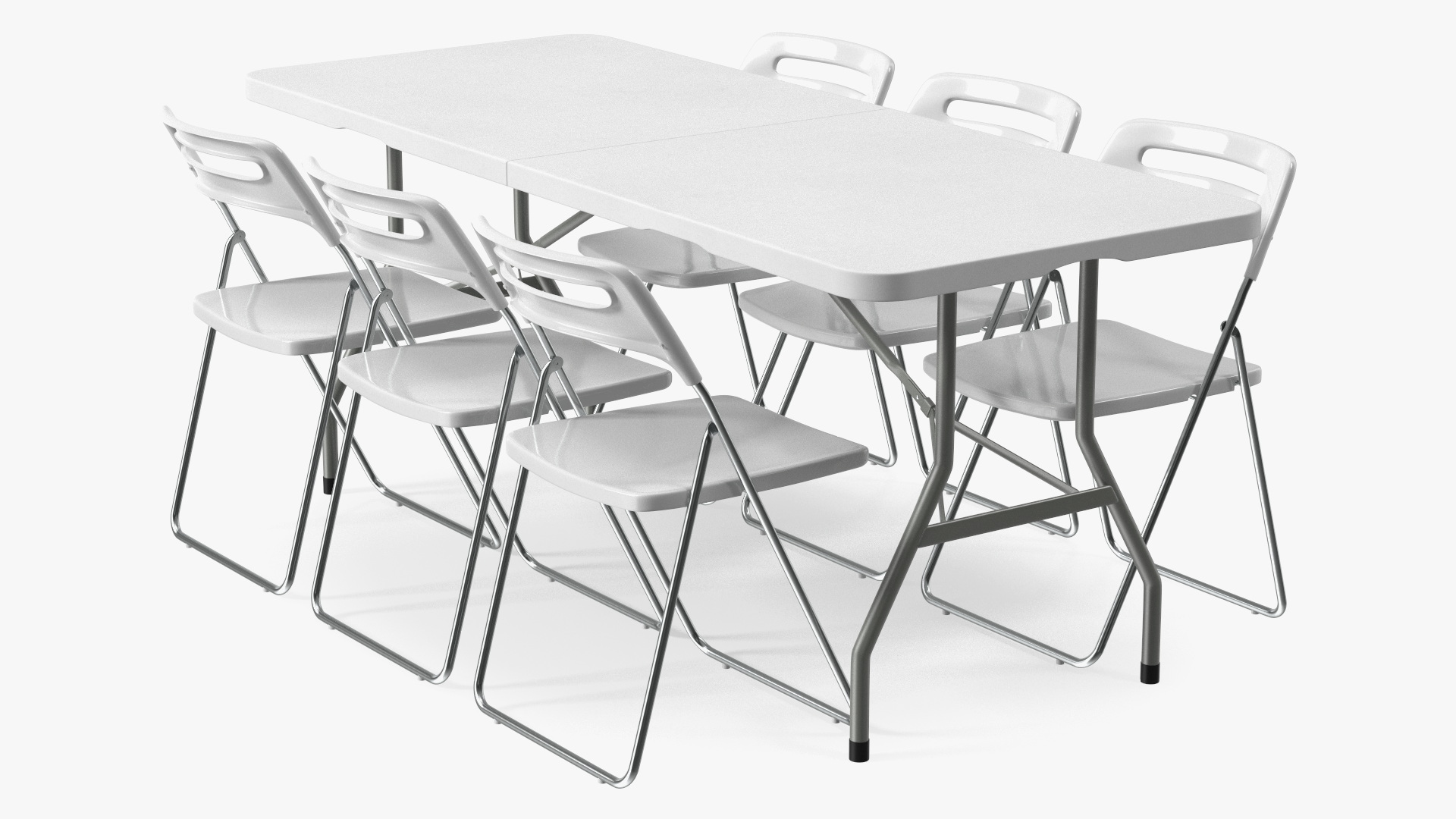 3D model White Plastic Folding Furniture Set