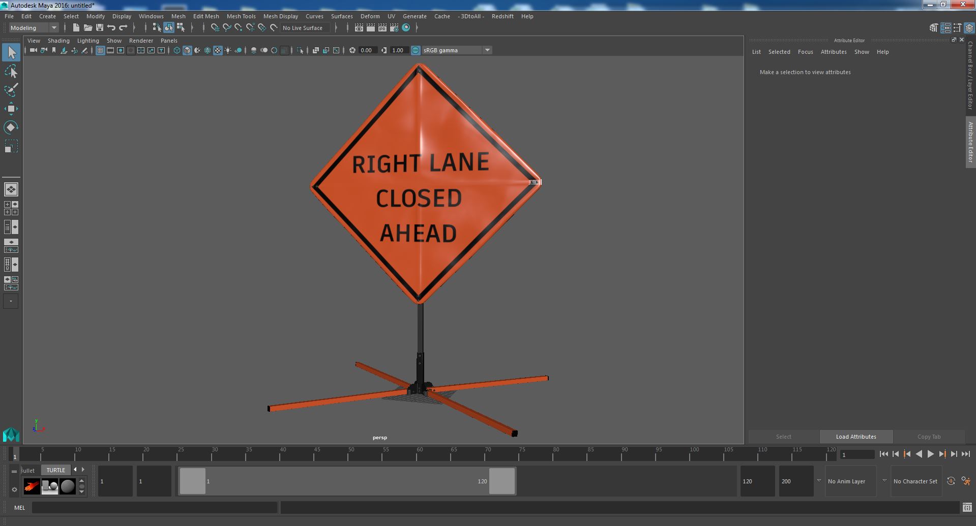 Right Lane Closed Ahead Traffic Control Sign 3D model