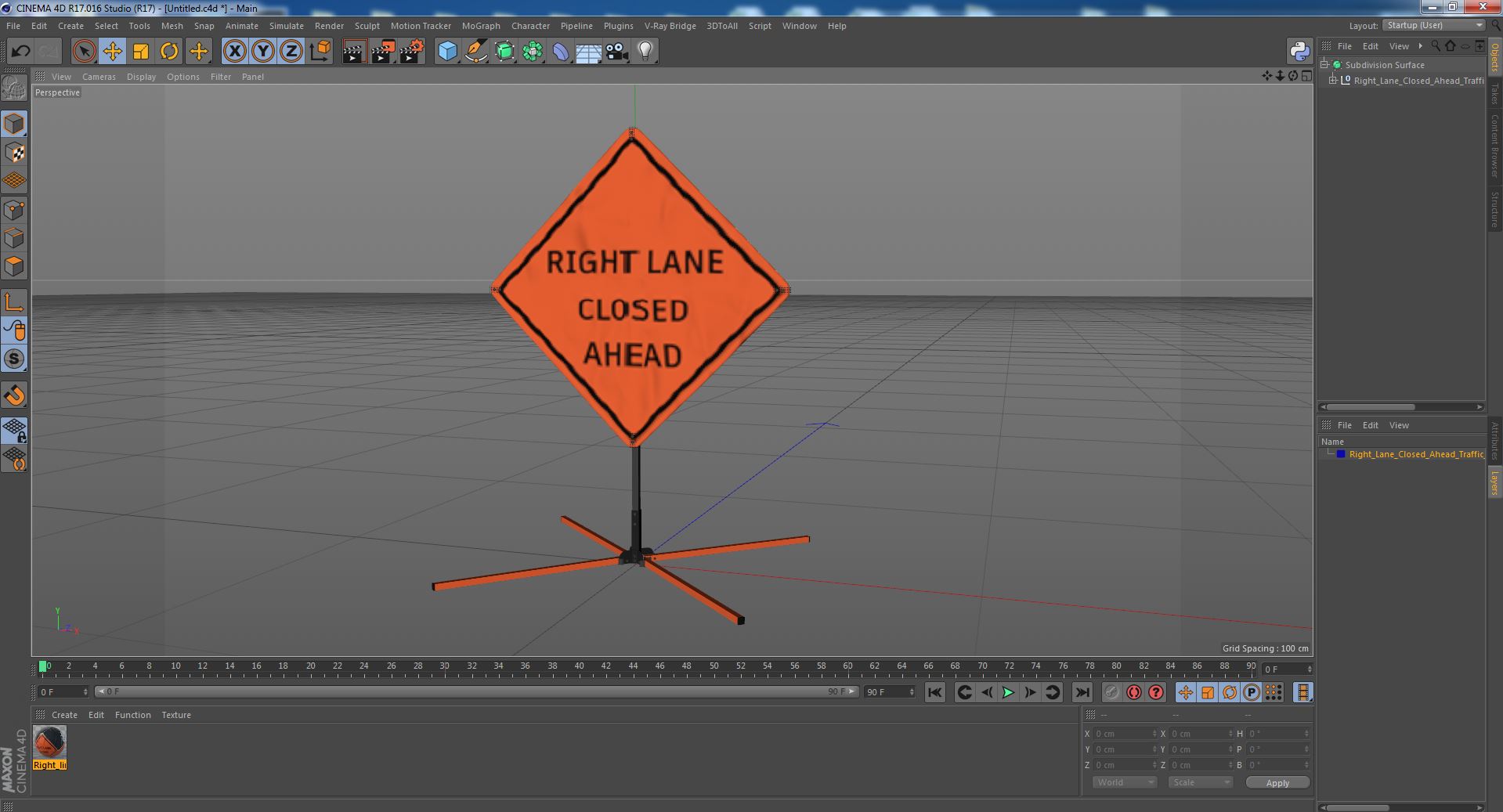 Right Lane Closed Ahead Traffic Control Sign 3D model