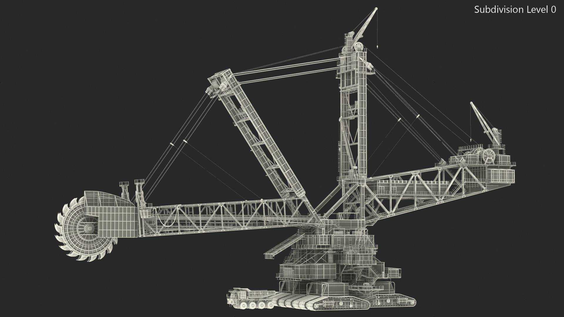 3D model Mining Multi Bucket Wheel Excavator with Mining Truck Rigged