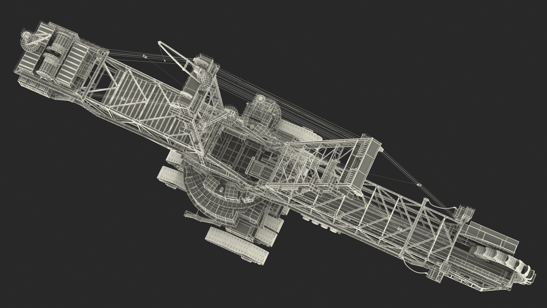 3D model Mining Multi Bucket Wheel Excavator with Mining Truck Rigged