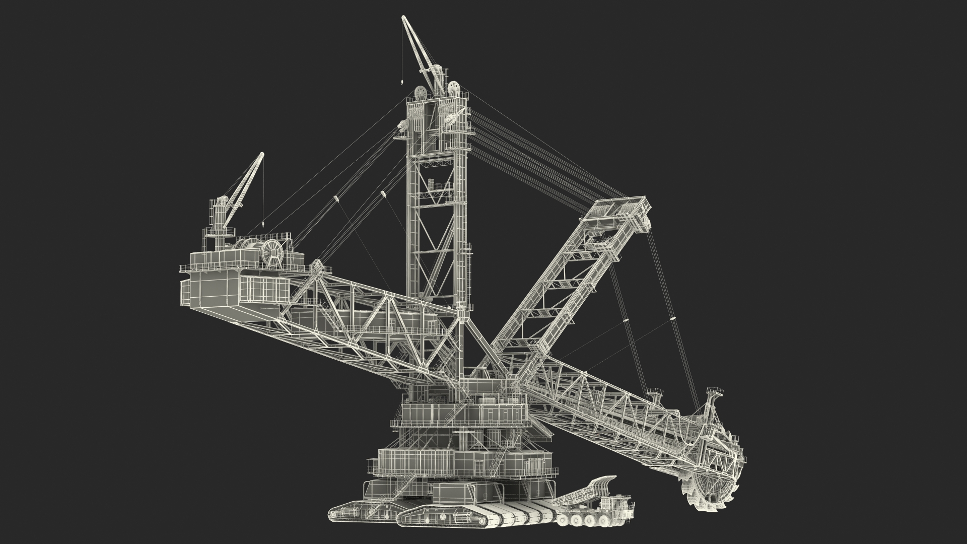 3D model Mining Multi Bucket Wheel Excavator with Mining Truck Rigged
