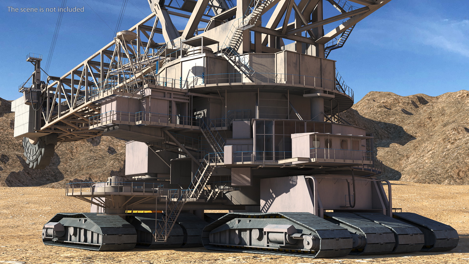 3D model Mining Multi Bucket Wheel Excavator with Mining Truck Rigged