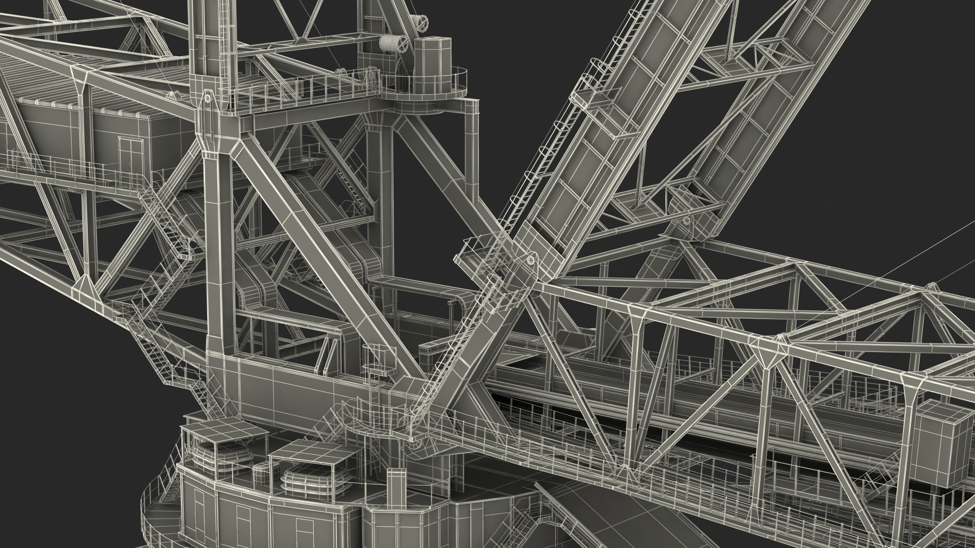 3D model Mining Multi Bucket Wheel Excavator with Mining Truck Rigged