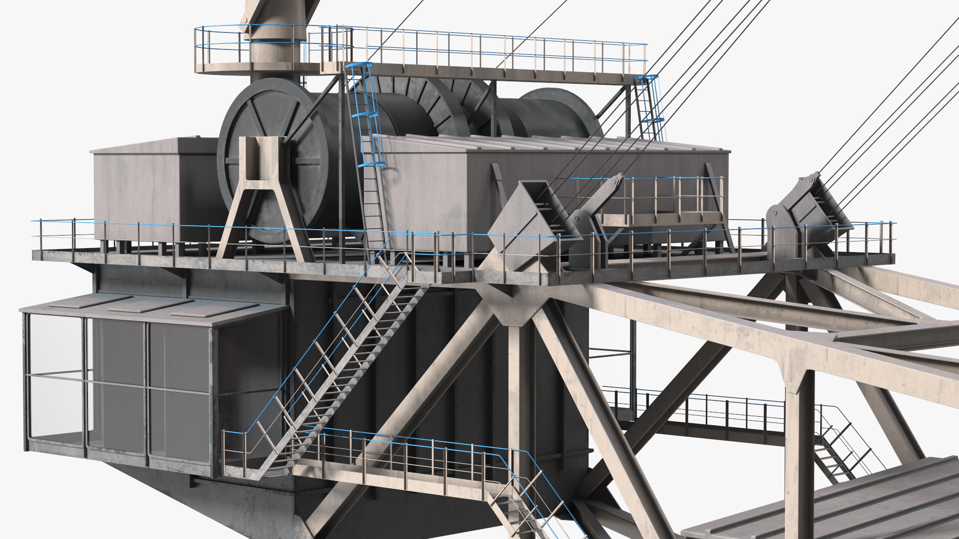 3D model Mining Multi Bucket Wheel Excavator with Mining Truck Rigged