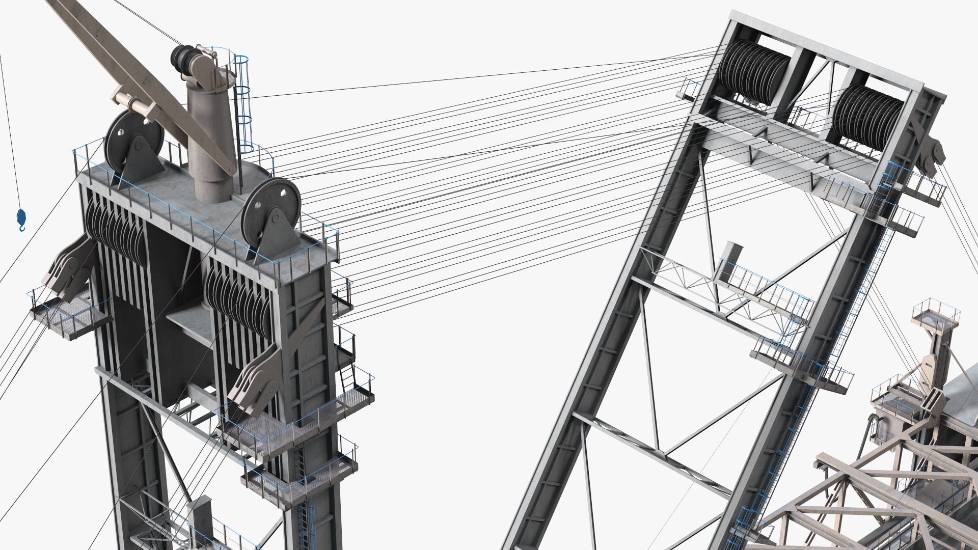 3D model Mining Multi Bucket Wheel Excavator with Mining Truck Rigged