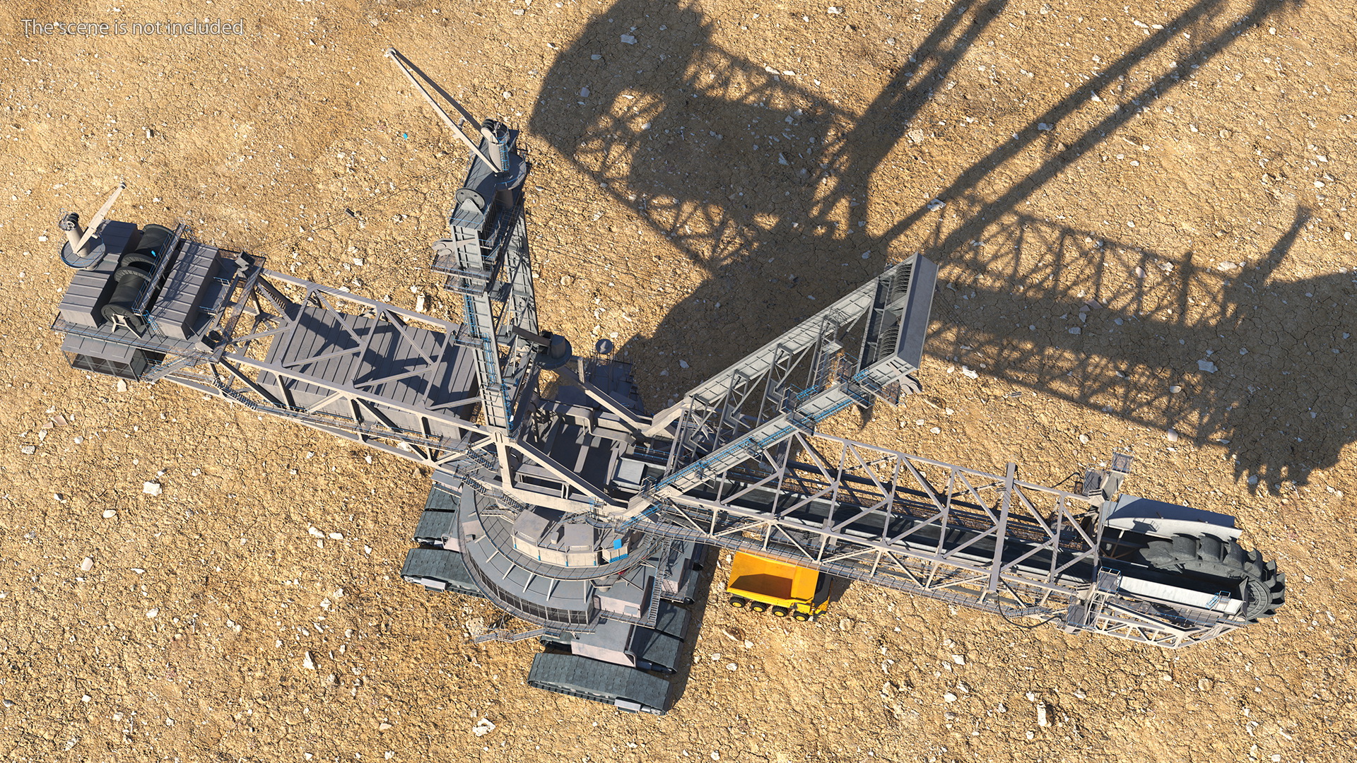 3D model Mining Multi Bucket Wheel Excavator with Mining Truck Rigged