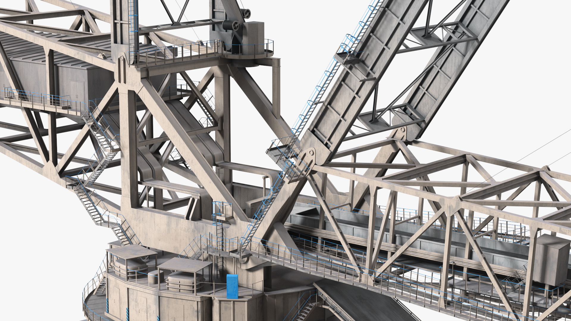 3D model Mining Multi Bucket Wheel Excavator with Mining Truck Rigged