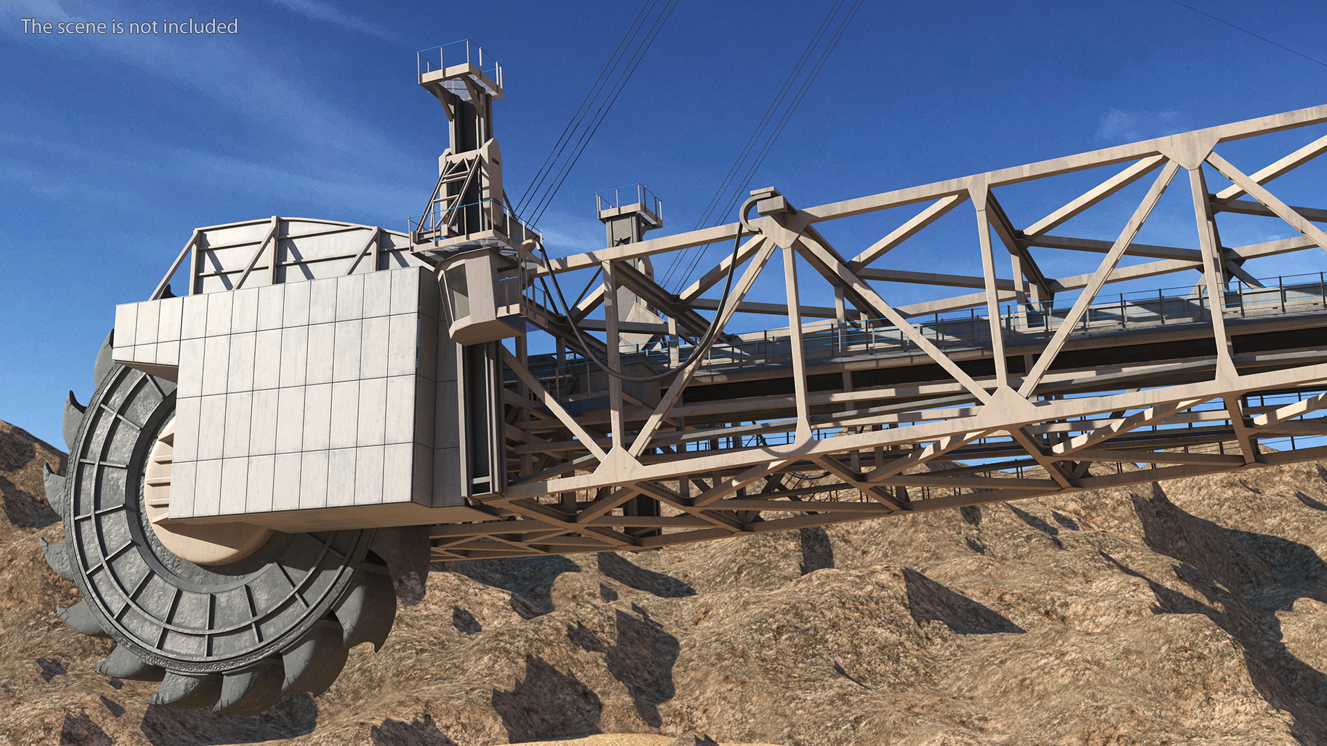 3D model Mining Multi Bucket Wheel Excavator with Mining Truck Rigged