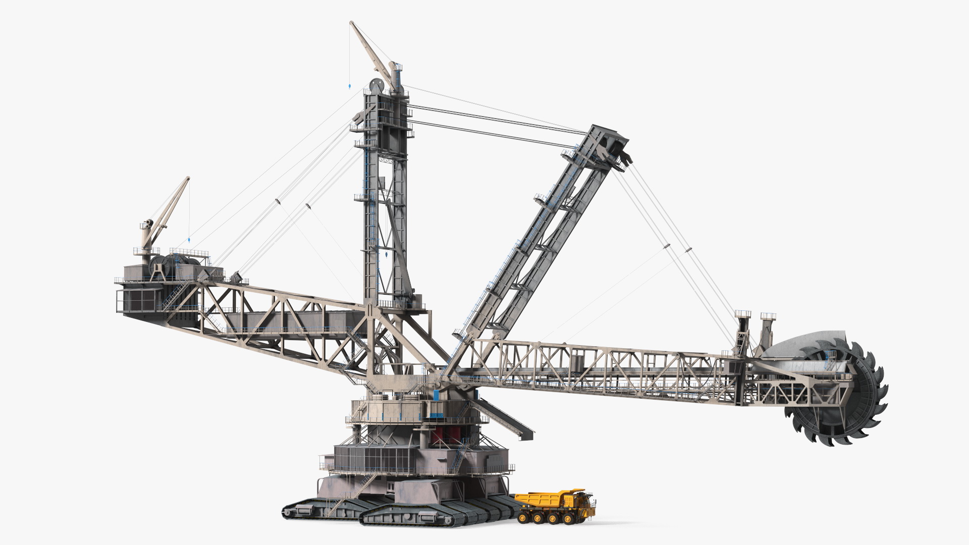 3D model Mining Multi Bucket Wheel Excavator with Mining Truck Rigged