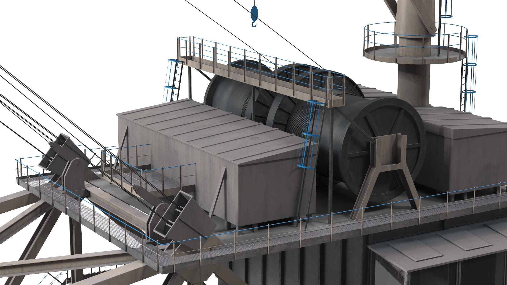 3D model Mining Multi Bucket Wheel Excavator with Mining Truck Rigged