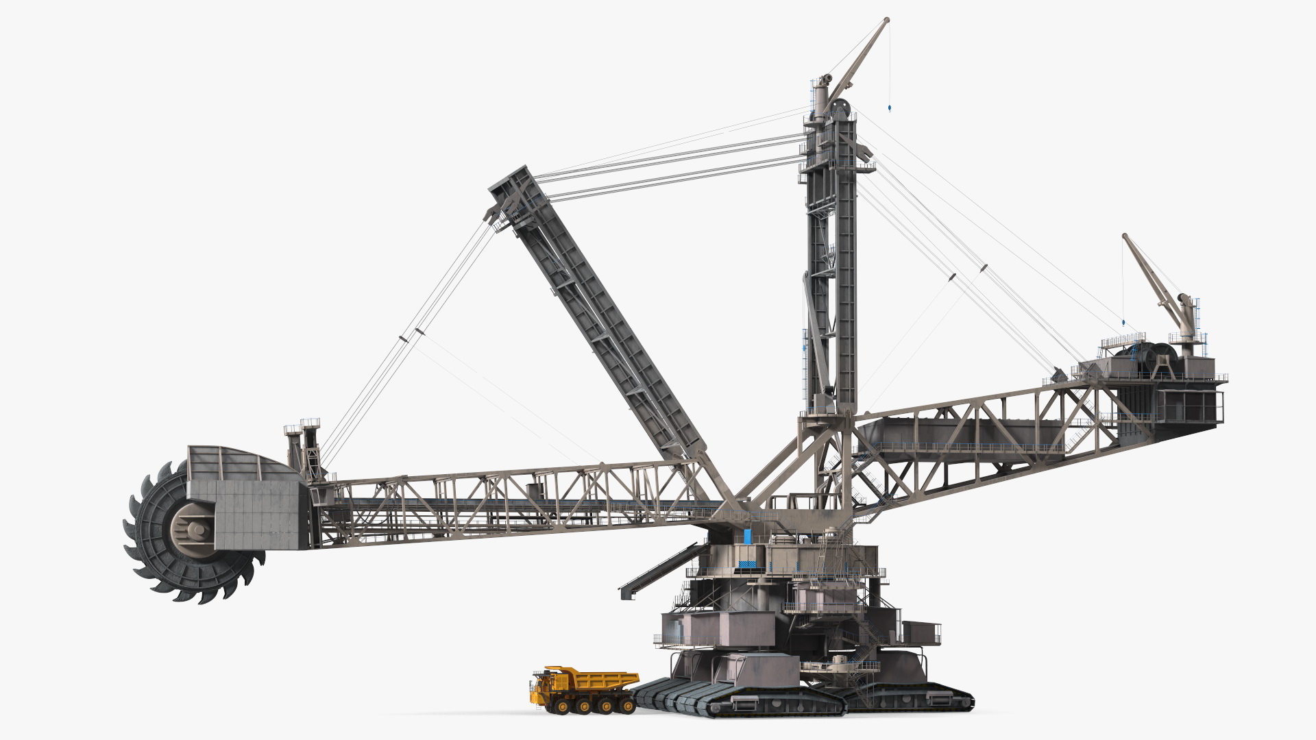 3D model Mining Multi Bucket Wheel Excavator with Mining Truck Rigged