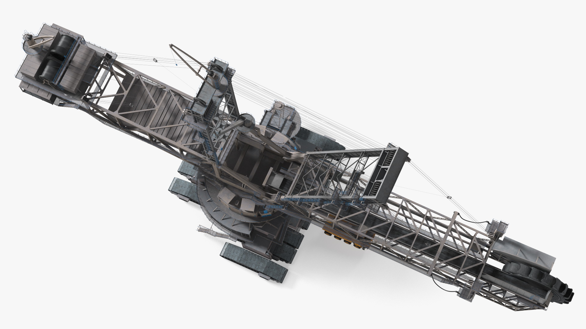 3D model Mining Multi Bucket Wheel Excavator with Mining Truck Rigged