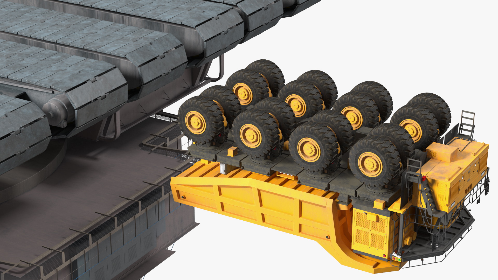 3D model Mining Multi Bucket Wheel Excavator with Mining Truck Rigged