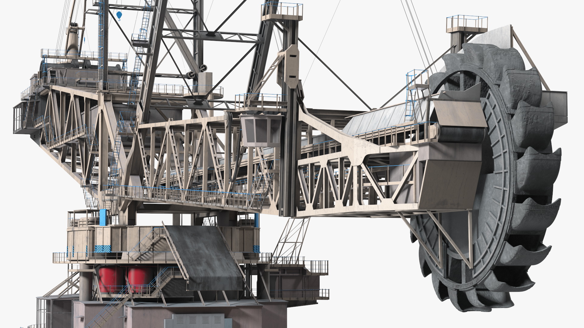 3D model Mining Multi Bucket Wheel Excavator with Mining Truck Rigged