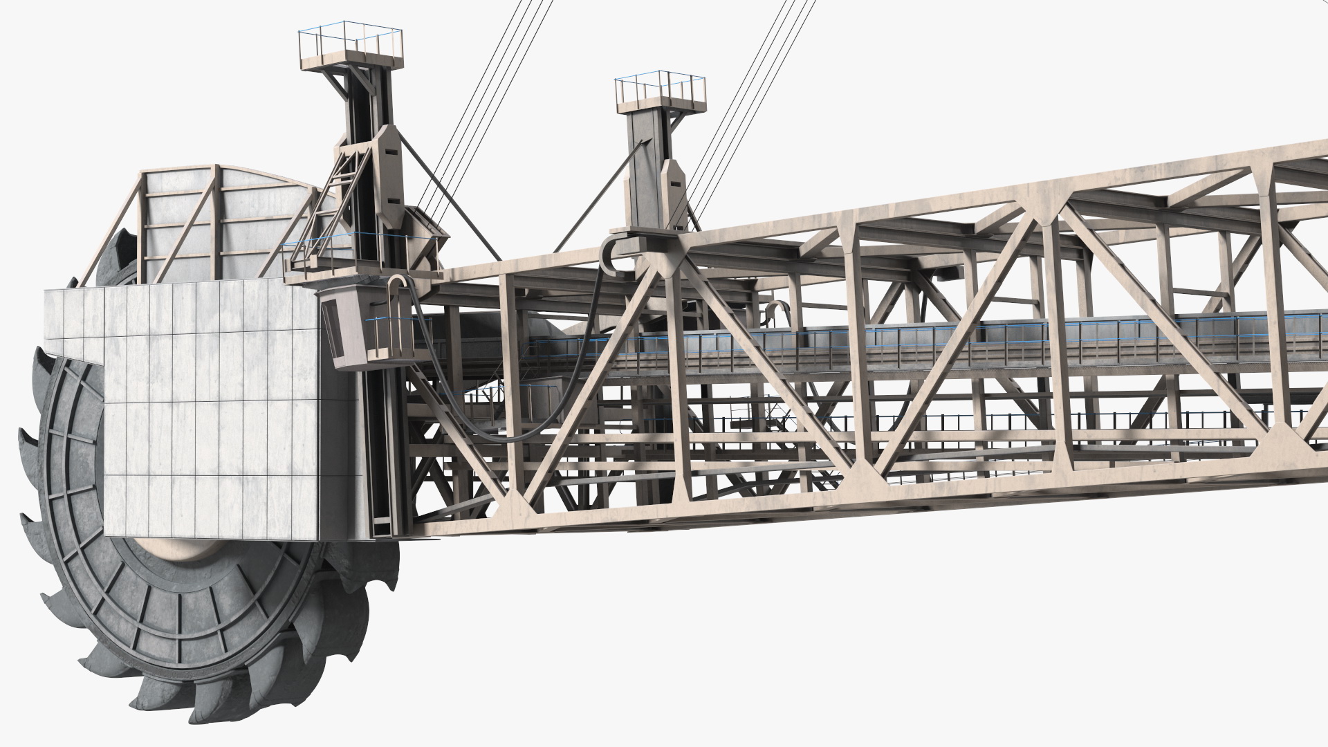 3D model Mining Multi Bucket Wheel Excavator with Mining Truck Rigged
