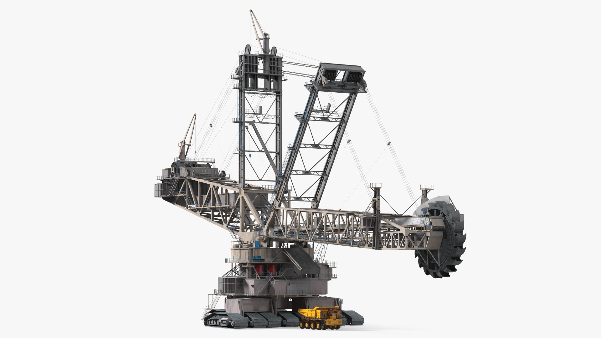 3D model Mining Multi Bucket Wheel Excavator with Mining Truck Rigged