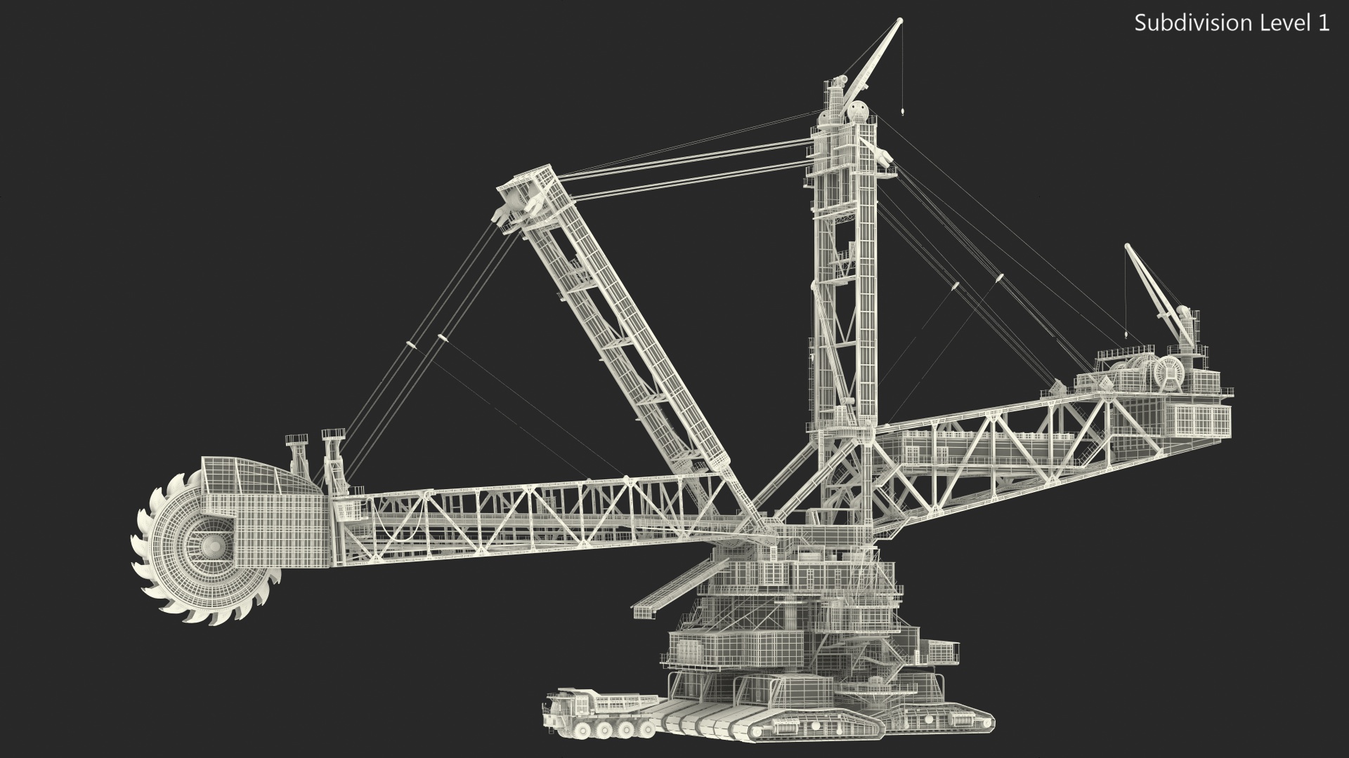 3D model Mining Multi Bucket Wheel Excavator with Mining Truck Rigged