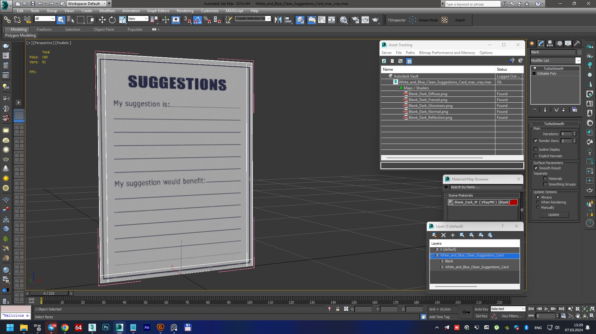 White and Blue Clean Suggestions Card 3D