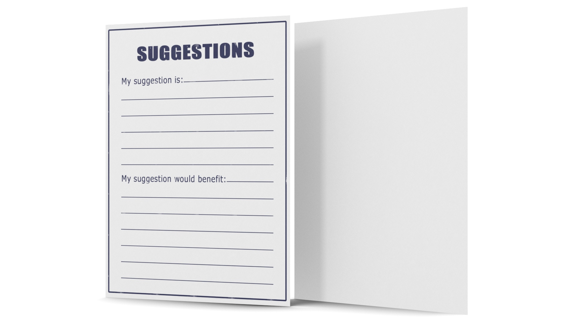 White and Blue Clean Suggestions Card 3D