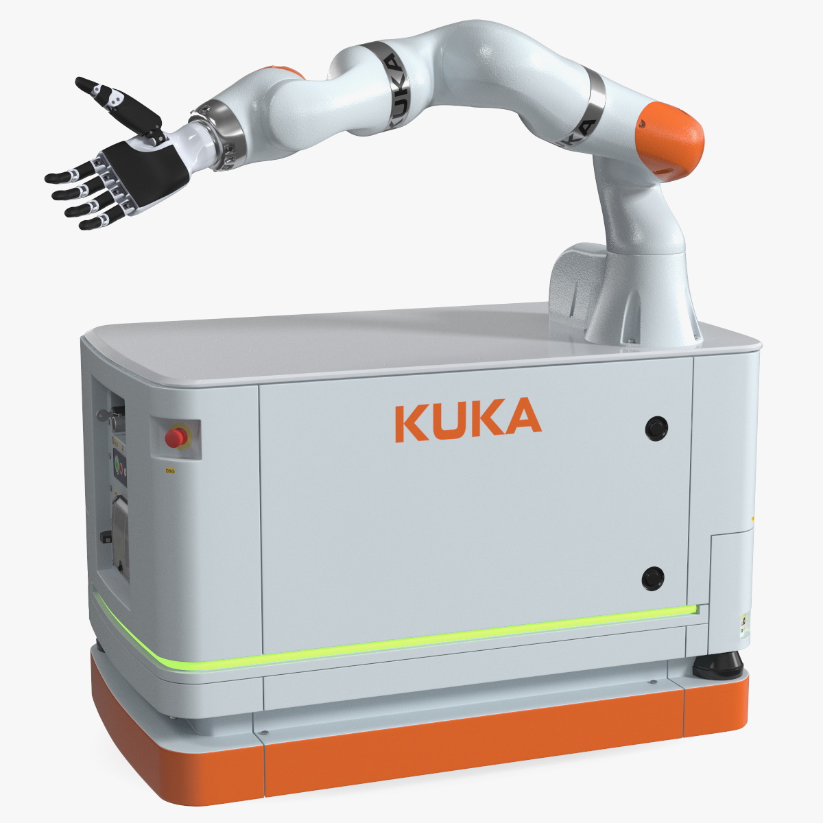 Mobile Robot KUKA and Dexterous Hand Rigged for Cinema 4D 3D